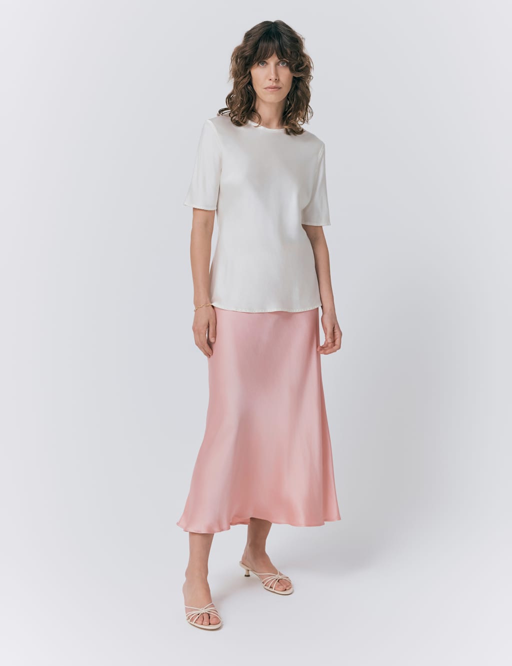 Satin Midi Slip Skirt