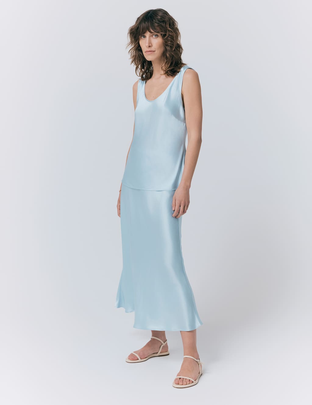 Satin Midi Slip Skirt