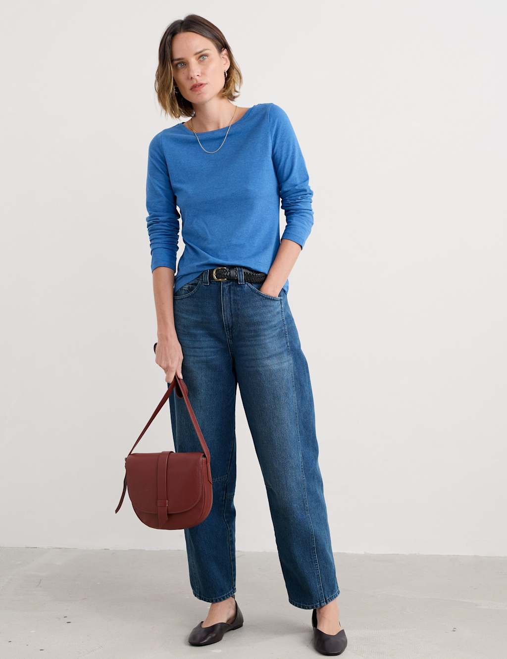 Seasalt Cornwall Jersey Crew Neck Top Dark Blue