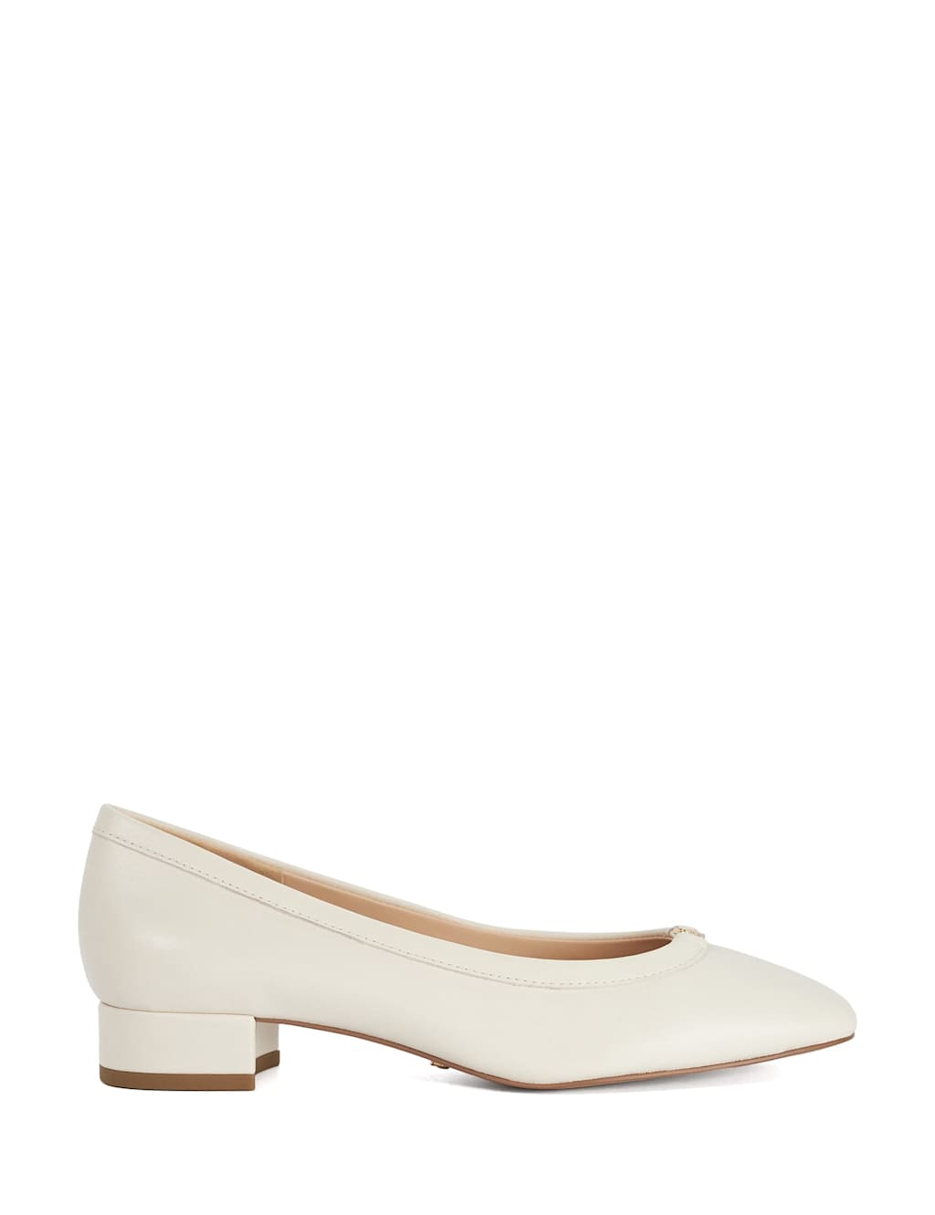 Dune London Women's Leather Block Heel Court Shoes - 8 - Ecru - Available at M&S