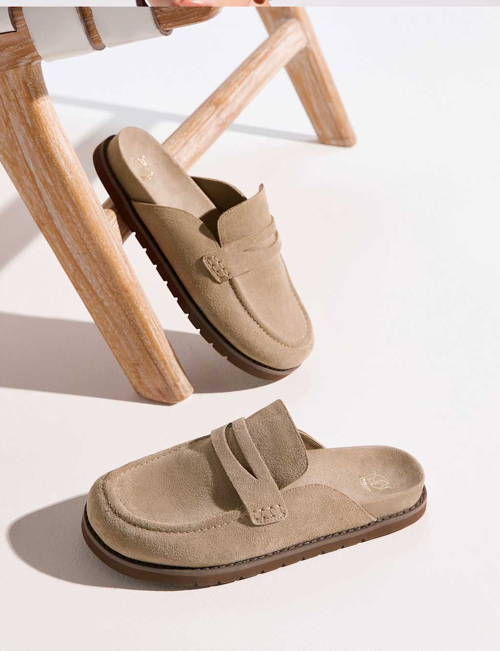 Dune London Women's Suede Flat Mules - 3 - Taupe - Available at M&S