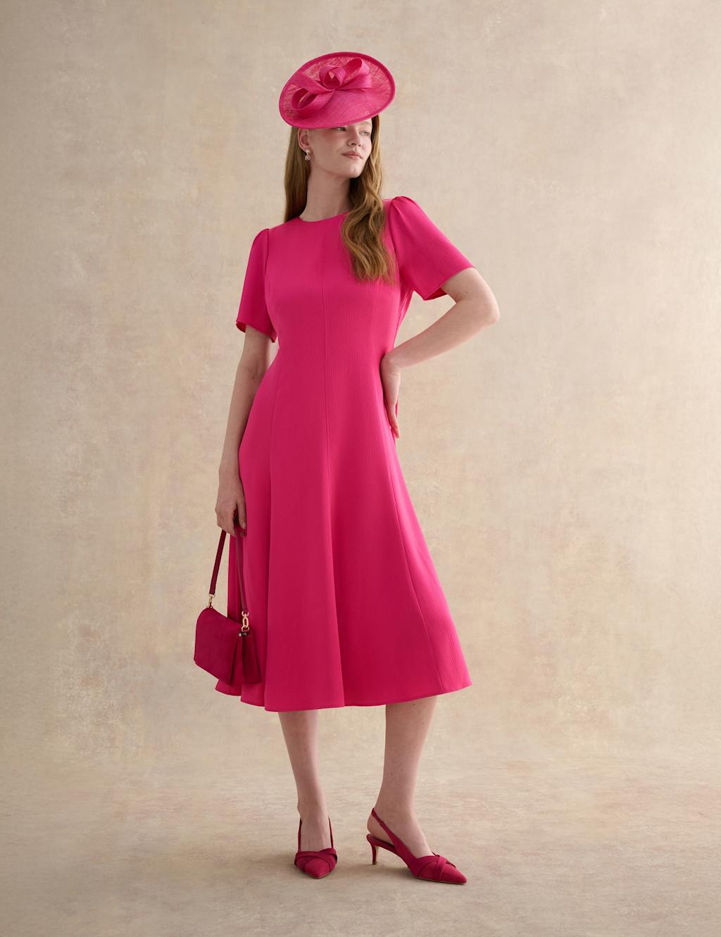 Hobbs Women's Midi Skater Dress - 14 - Pink - Available at M&S