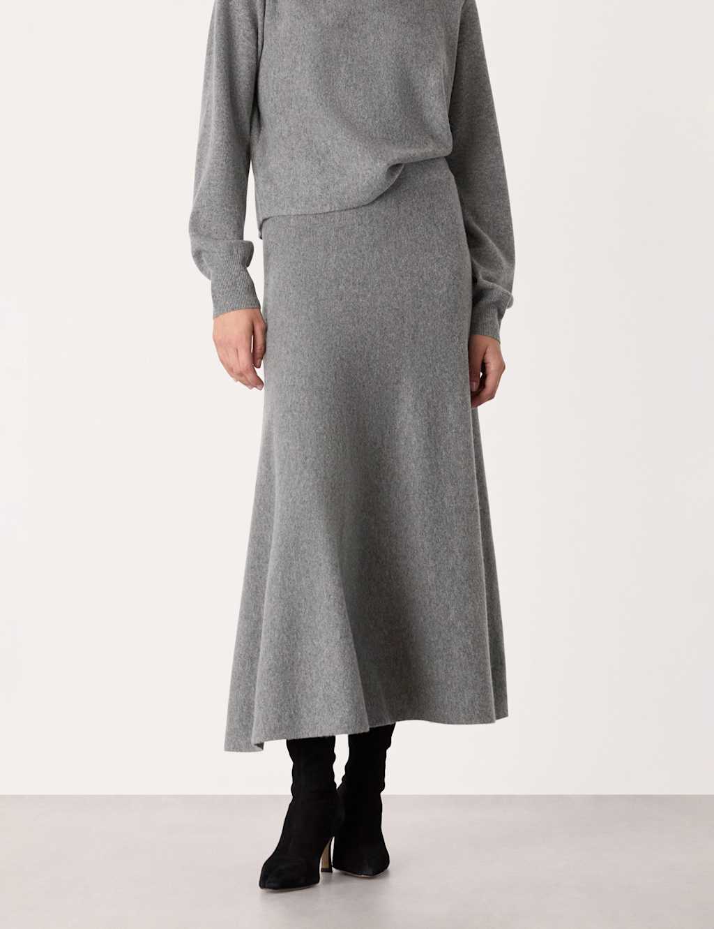 Whistles Women's Knitted Midi Skirt - SREG - Grey, Grey