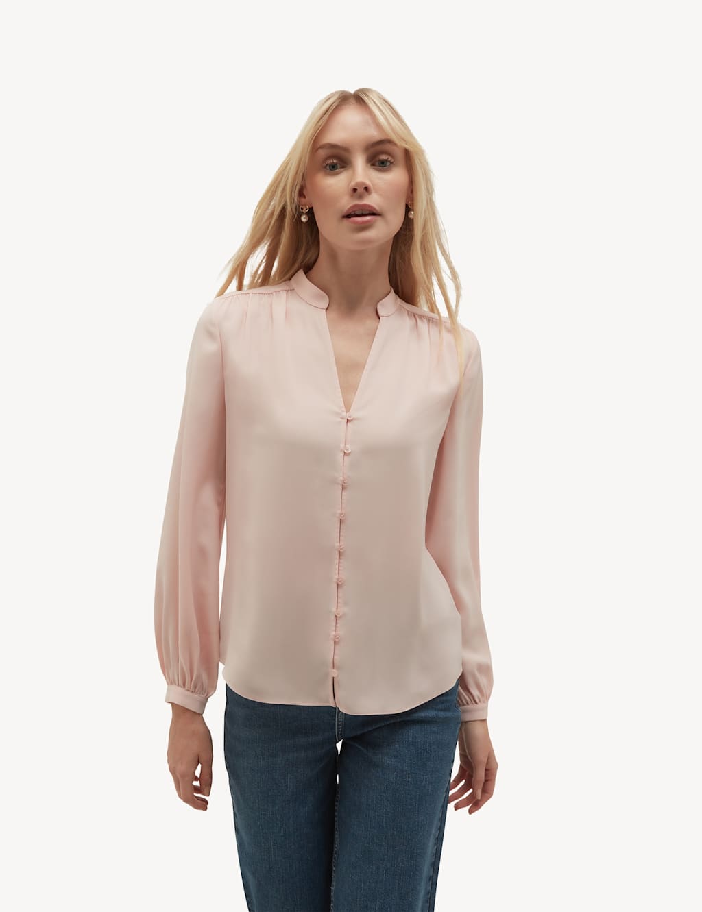 Hobbs Women's V-Neck Blouse - 10 - Pink - Available at M&S