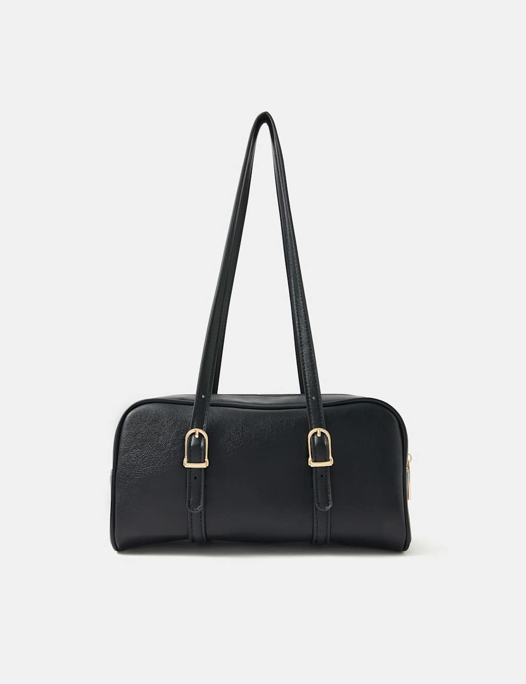 ACCESSORIZE Faux Leather Double Buckle Bowler Bag Black