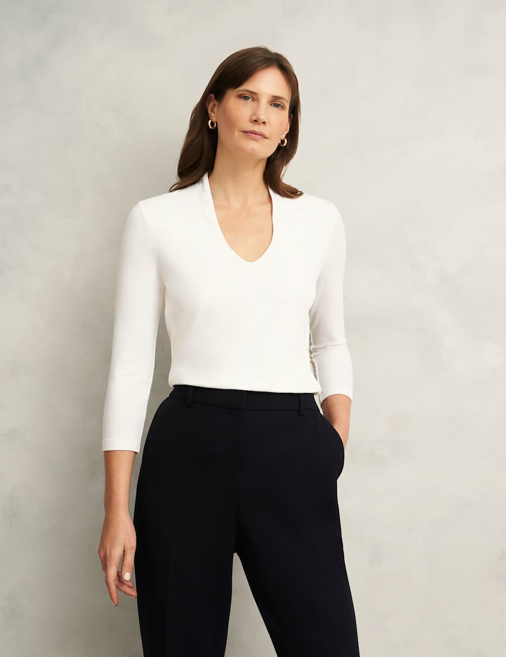 Hobbs Women's V-Neck Top - Small - Cream - Available at M&S