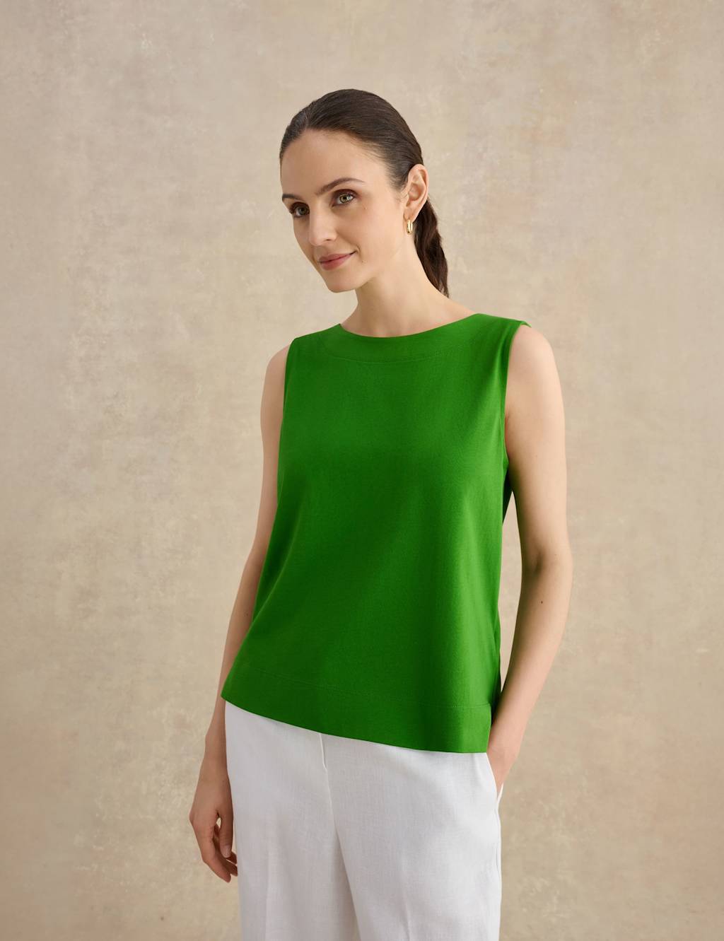 Hobbs Women's Pure Cotton Button Detail Vest Top - Large - Green - Available at M&S