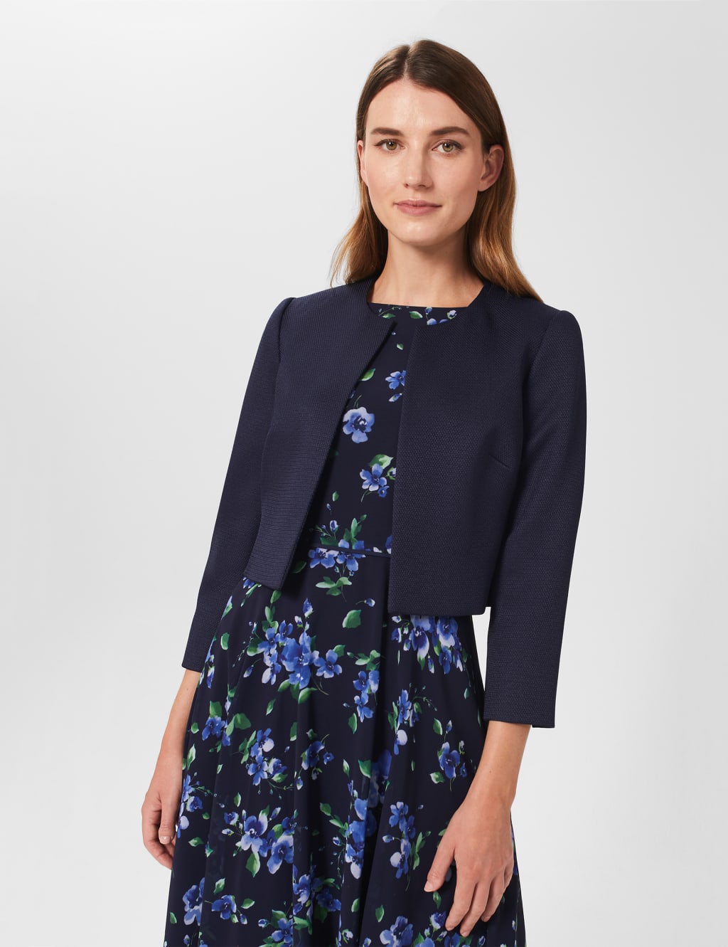 Textured Collarless Short Jacket