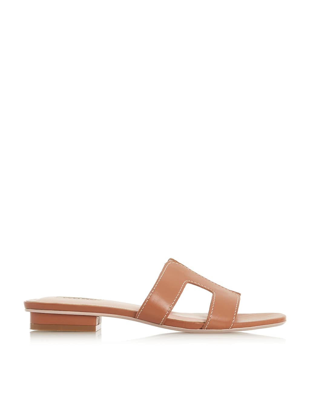Dune London Women's Leather Block Heel Sliders - 6 - Tan, Tan,White
