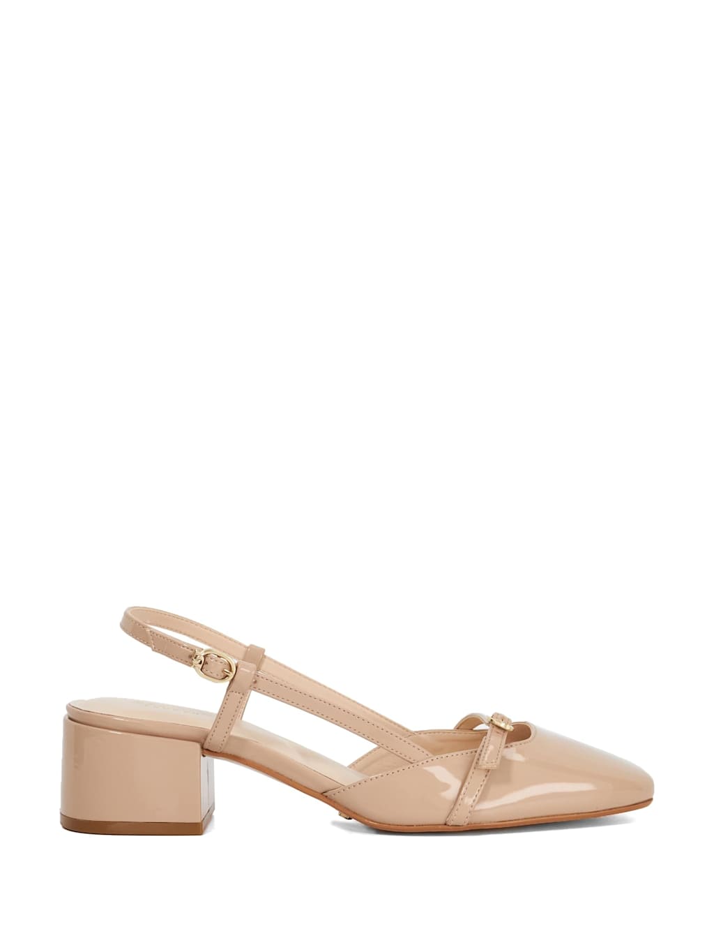 Patent Block Heel Slingback Shoes