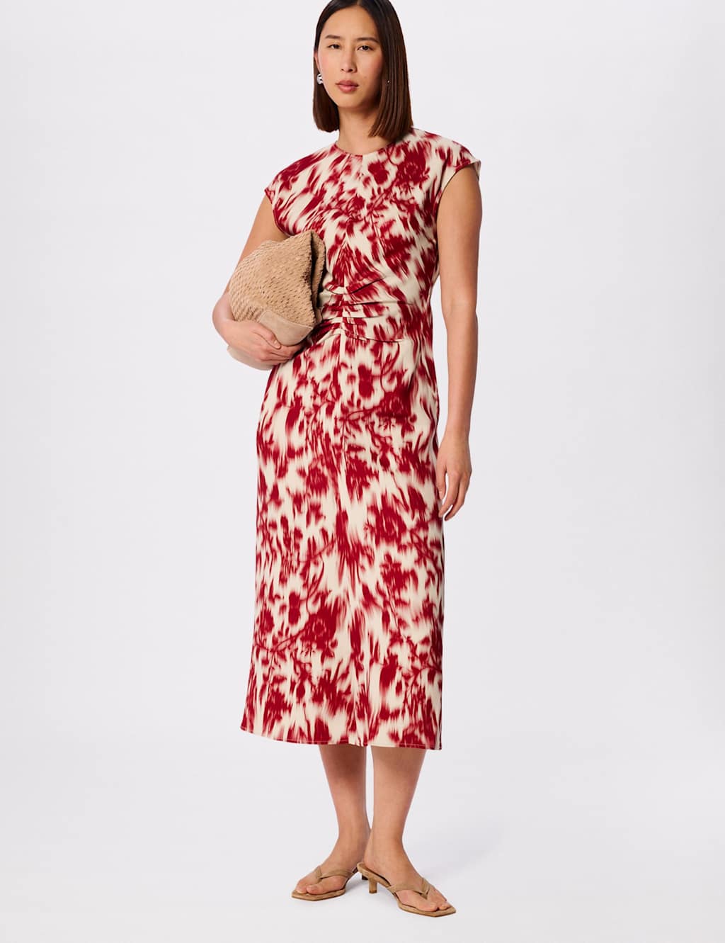 Whistles Women's Floral Midi Column Dress - 6 - Red Mix - Available at M&S