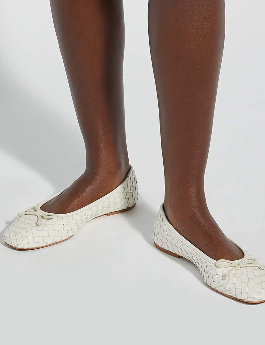 Dune London Women's Leather Woven Ballet Pumps - 8 - Ecru - Available at M&S