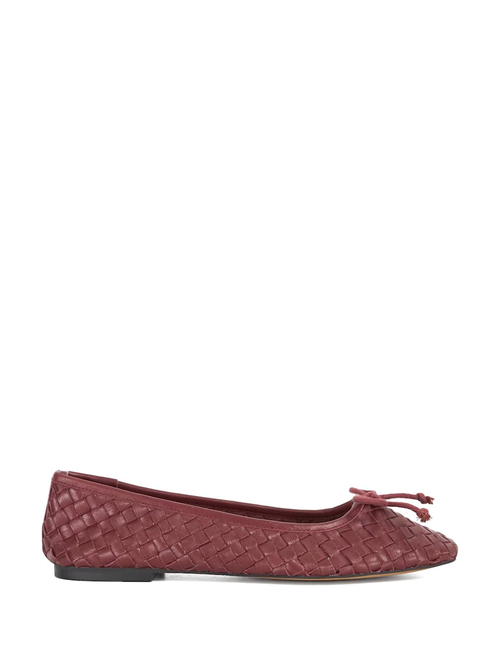 Dune London Leather Woven Ballet Pumps Burgundy