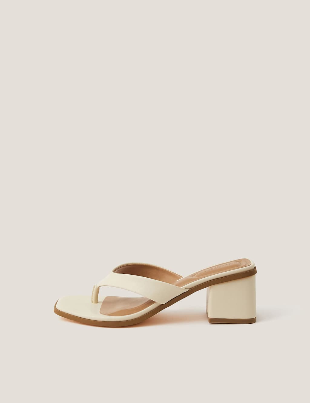 Monsoon Block Heel Open Toe Mules Ivory