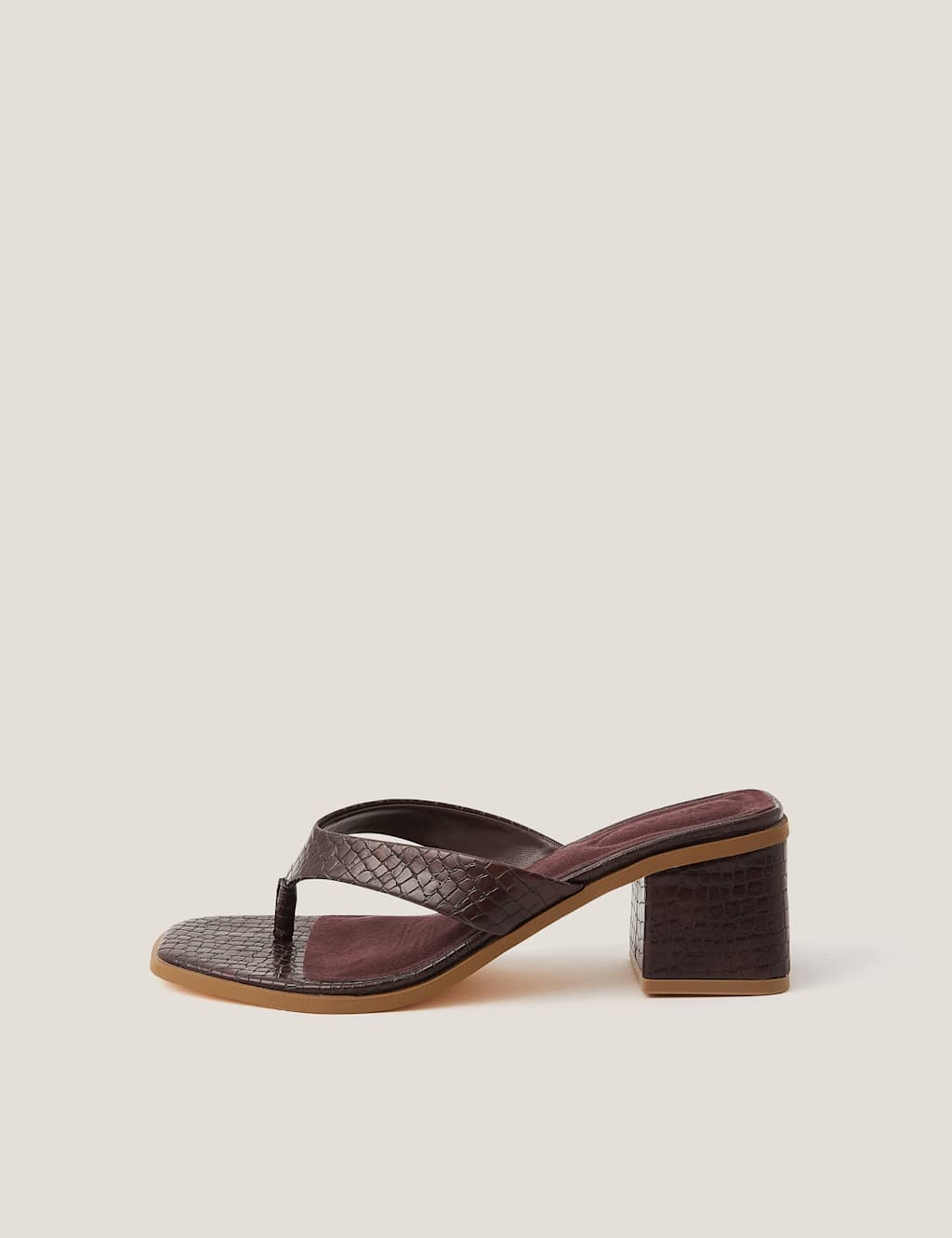 Monsoon Block Heel Open Toe Mules Burgundy