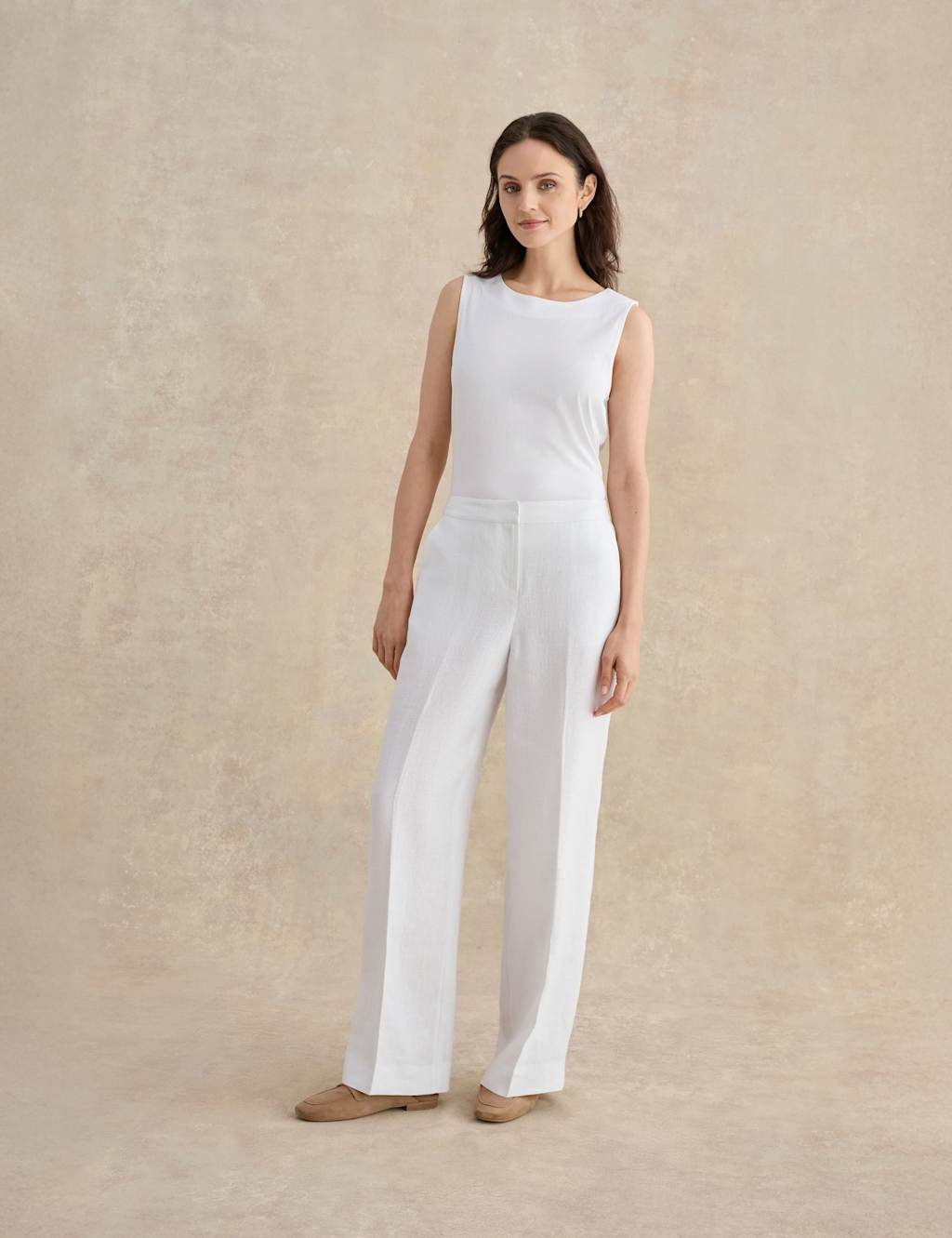 Hobbs Women's Pure Linen Wide Leg Trousers - 18 - White - Available at M&S