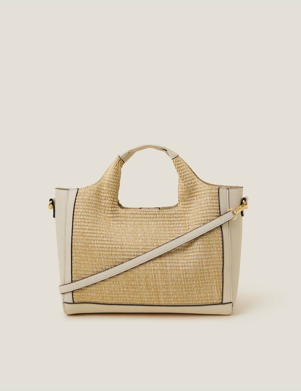 Faux Leather Woven Colour Block Grab Bag