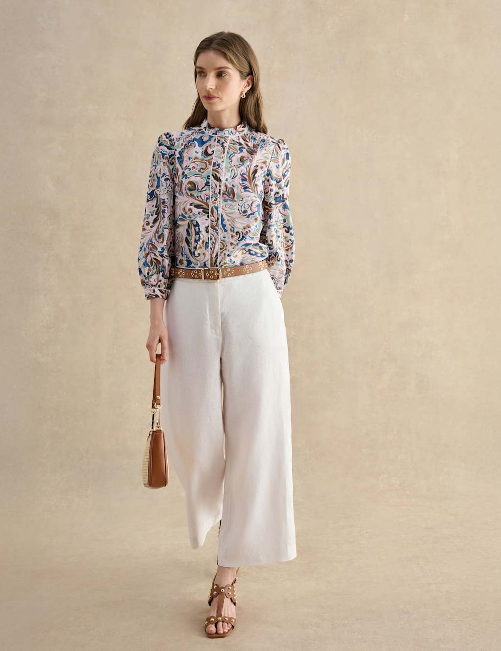 Hobbs Women's Pure Linen Wide Leg Cropped Trousers - 16 - White - Available at M&S