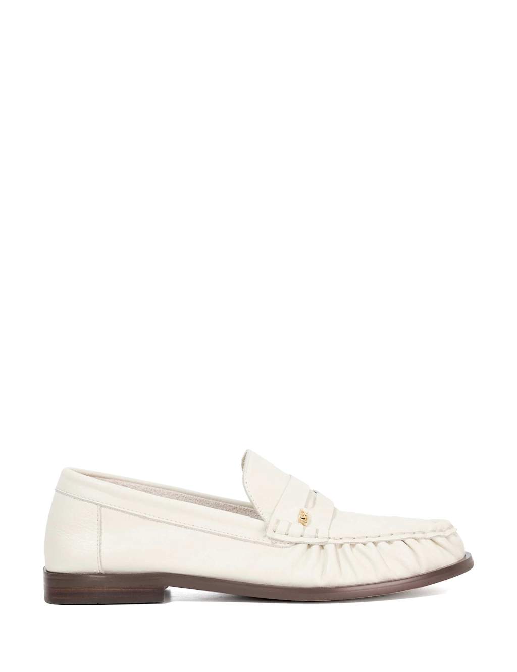 Dune London Suede Ruched Detail Loafers Ecru