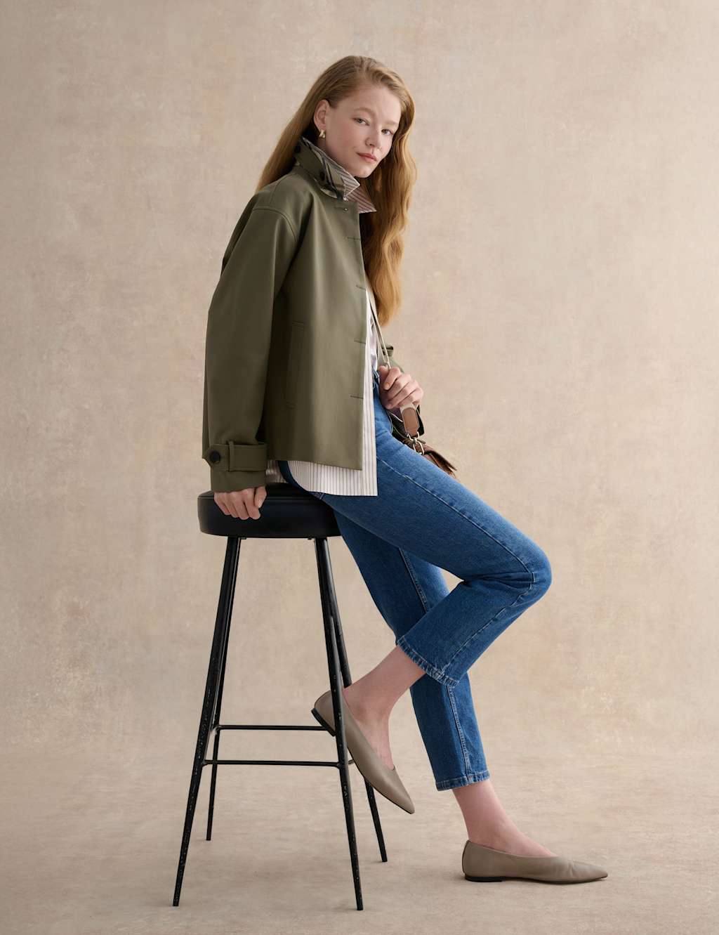 Hobbs Women's Cotton Rich Lightweight Collared Jacket - 14 - Green - Available at M&S