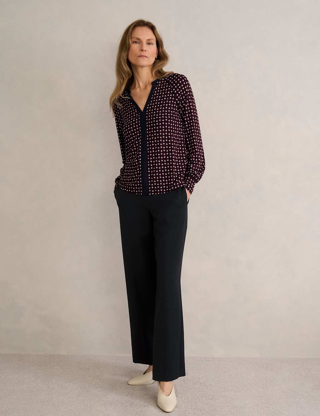 Hobbs Women's Elasticated Waist Wide Leg Trousers - 14 - Black - Available at M&S