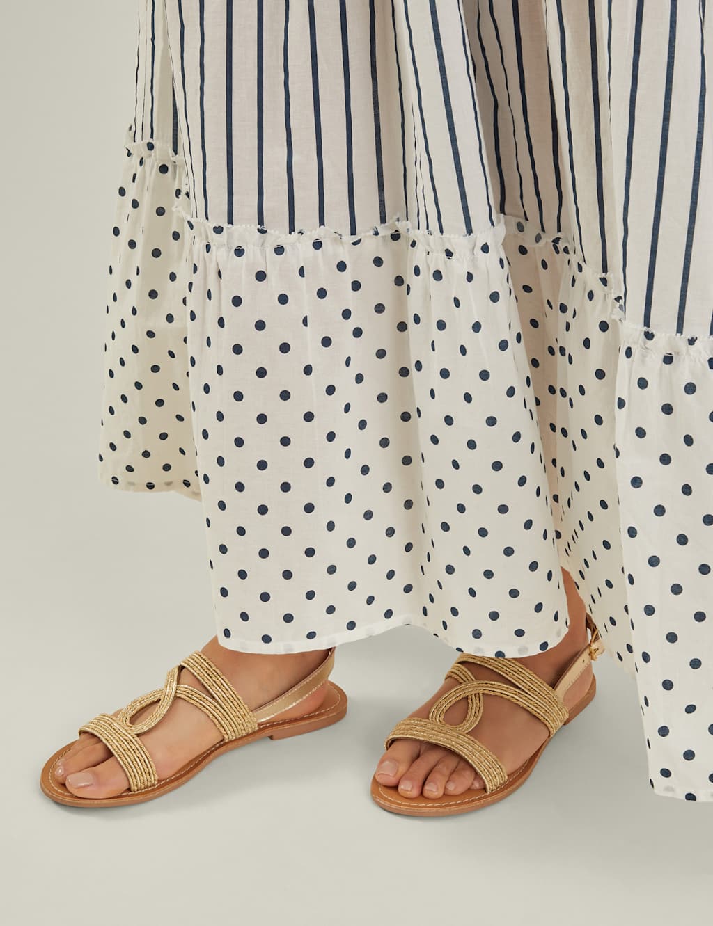 Raffia Ankle Strap Flat Sandals