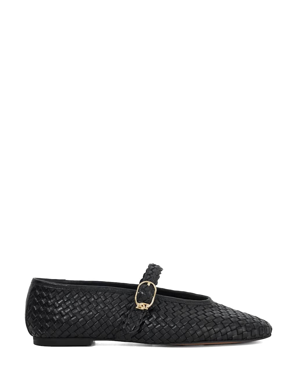 Leather Woven Buckle Mary Jane Ballet Pump