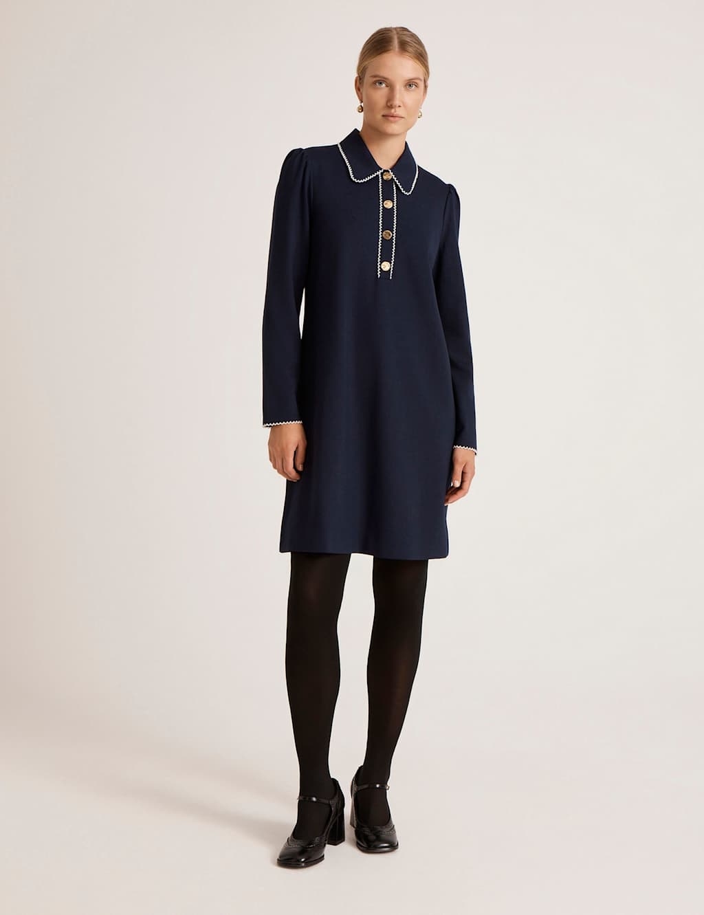 Finery London Women's Ponte Jersey Collared Mini Shirt Dress - 22 - Navy - Available at M&S