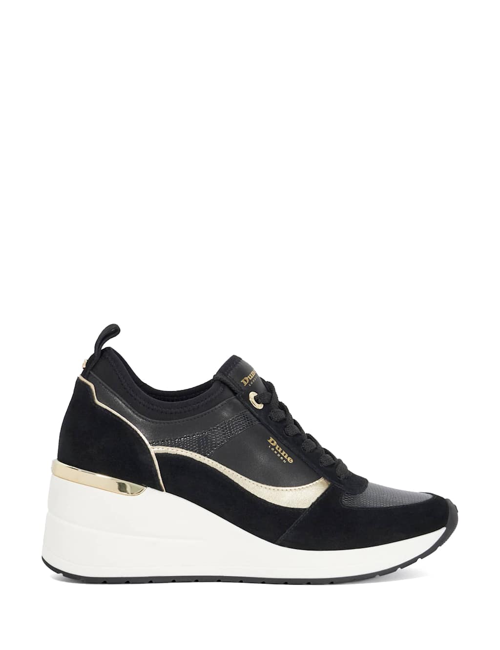 Dune London Women's Lace Up Wedge Trainers - 7 - Black - Available at M&S