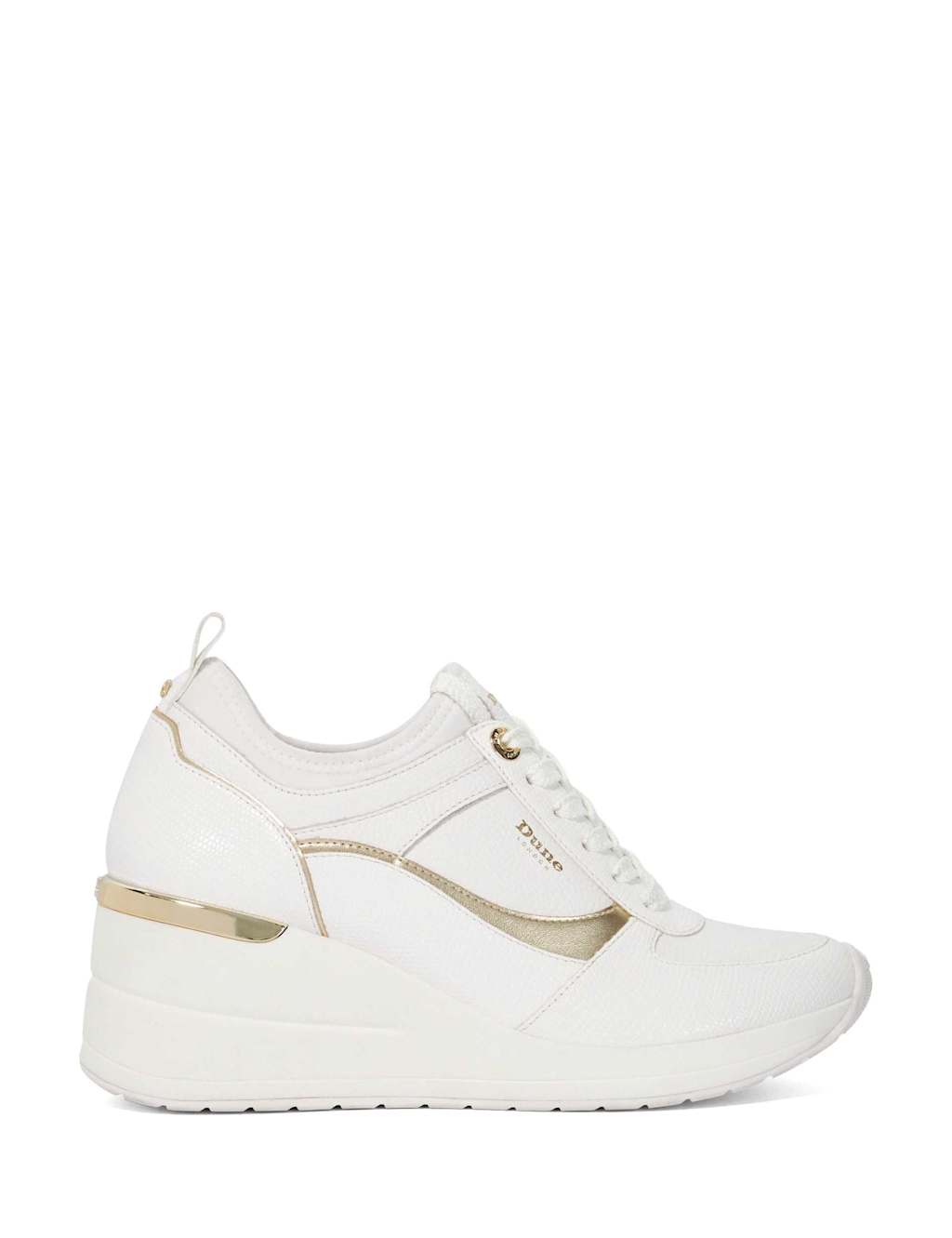 Dune London Women's Lace Up Wedge Trainers - 7 - White - Available at M&S