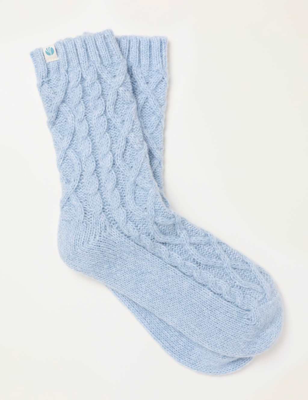 Fatface Women's Cable Knit Fluffy Socks - Blue Mix - Available at M&S