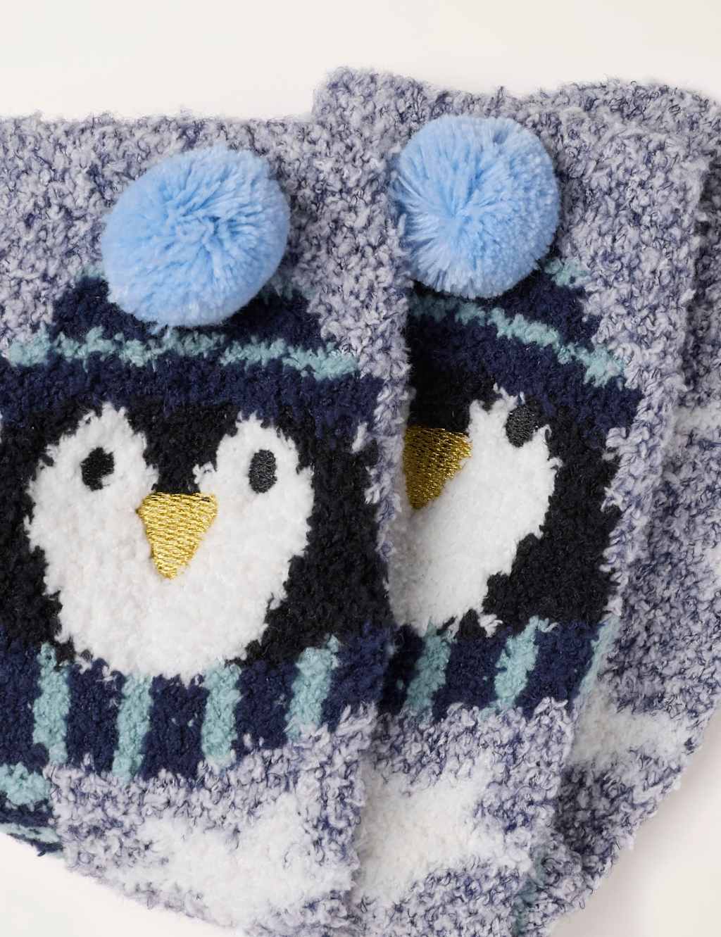 Fatface Women's Penguin Fluffy Socks - Blue Mix - Available at M&S