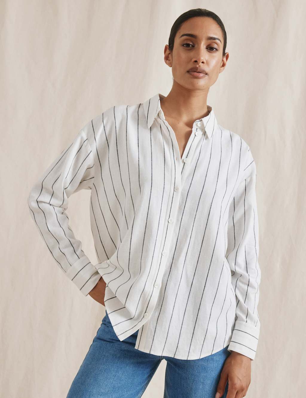 Linen Blend Striped Shirt