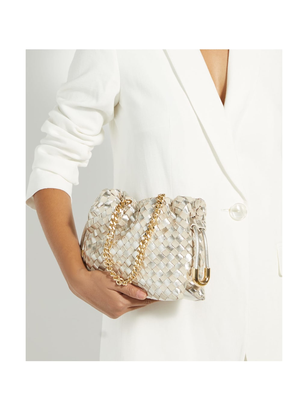 Leather Woven Grab Bag