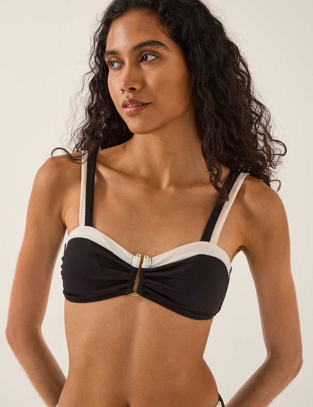 Monsoon Women's Sabrina Colour Block Bikini Top - 10 - Black - Available at M&S
