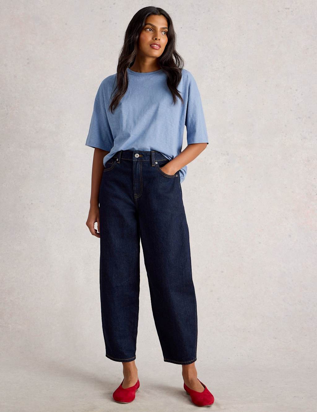 White Stuff Women's Pure Cotton Crew Neck T-Shirt - 12 - Blue - Available at M&S