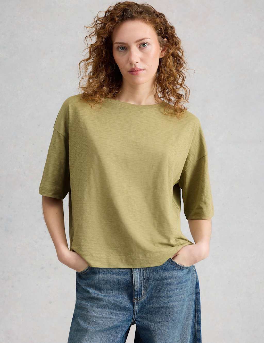 White Stuff Women's Pure Cotton Crew Neck T-Shirt - 12 - Green - Available at M&S