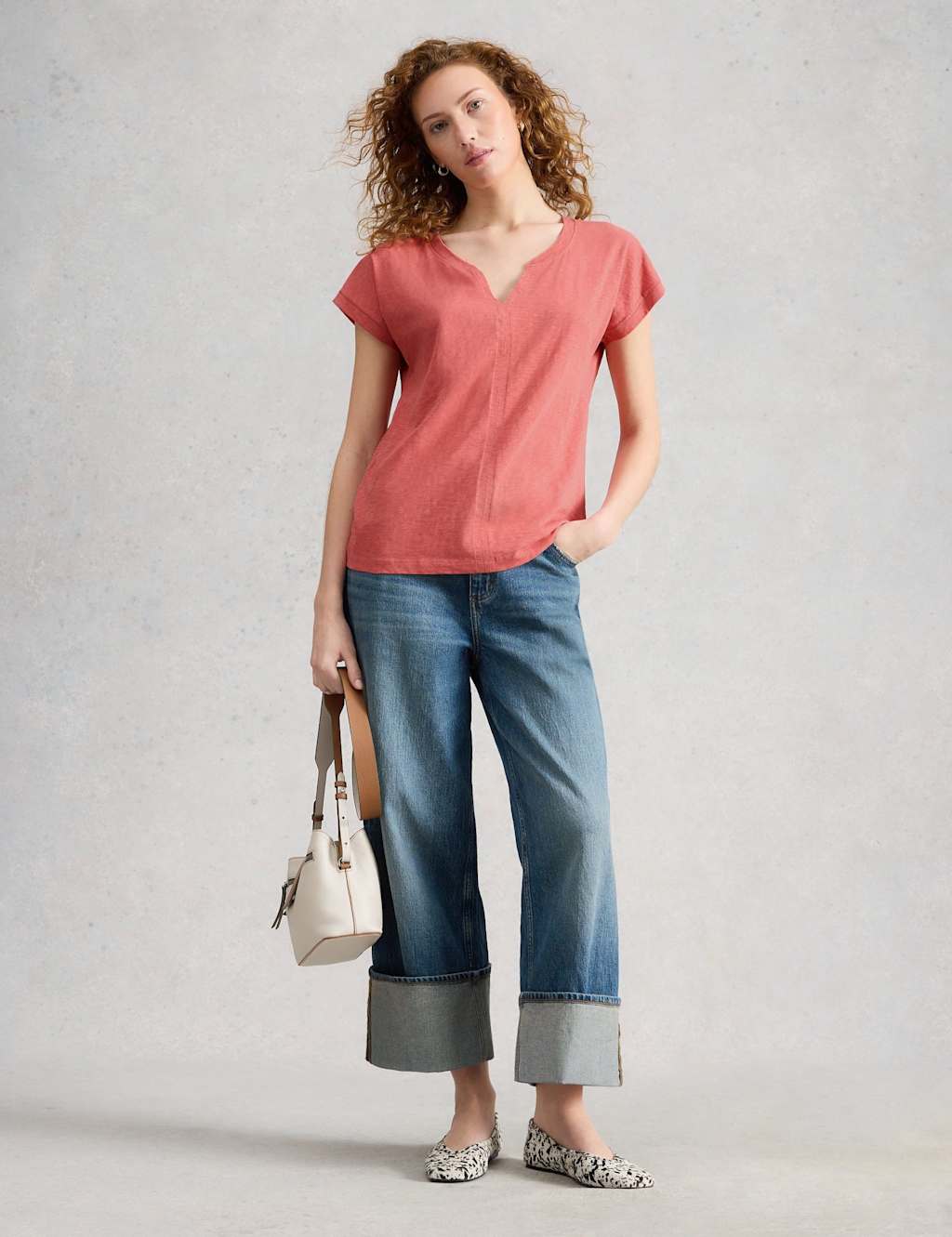 White Stuff Women's Pure Cotton Jersey V-Neck T-Shirt - 20 - Pink - Available at M&S