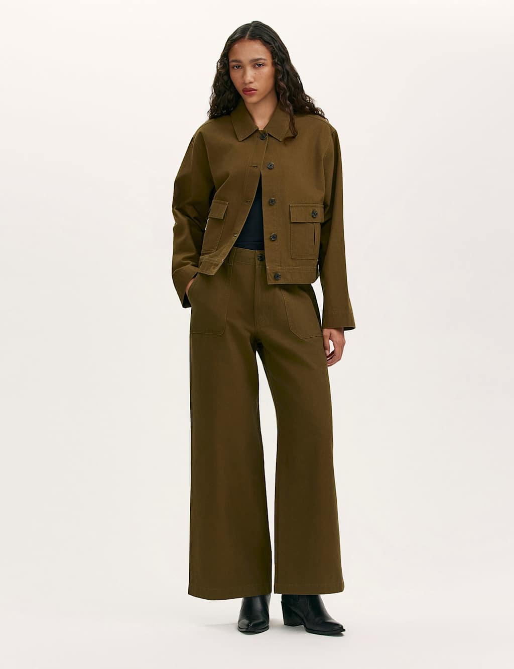 Finery London Women's Canvas Collared Utility Jacket - 14 - Khaki - Available at M&S