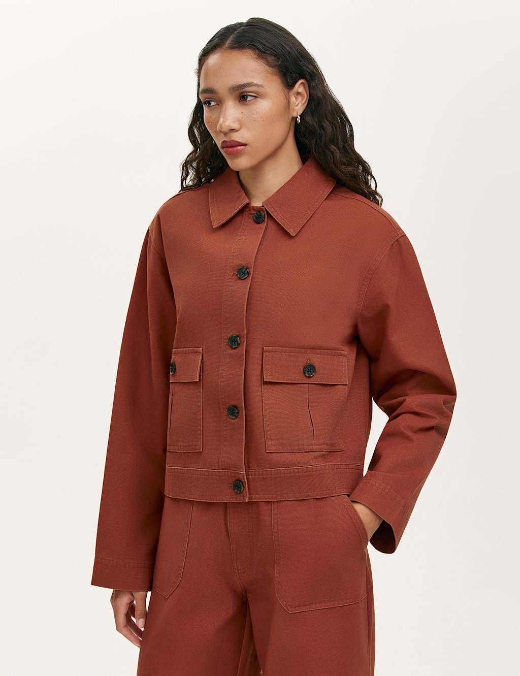Finery London Women's Canvas Collared Utility Jacket - 18 - Brown - Available at M&S