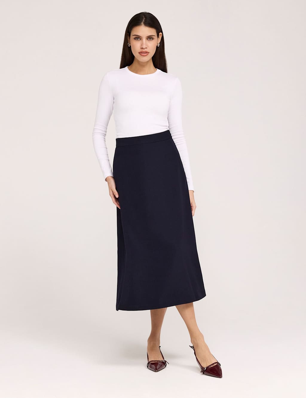 Finery London Women's Twill Midi A-Line Skirt - 22 - Navy - Available at M&S