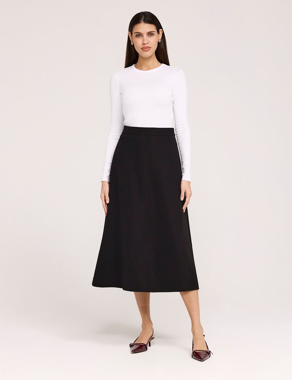 Finery London Women's Twill Midi A-Line Skirt - 8 - Black - Available at M&S