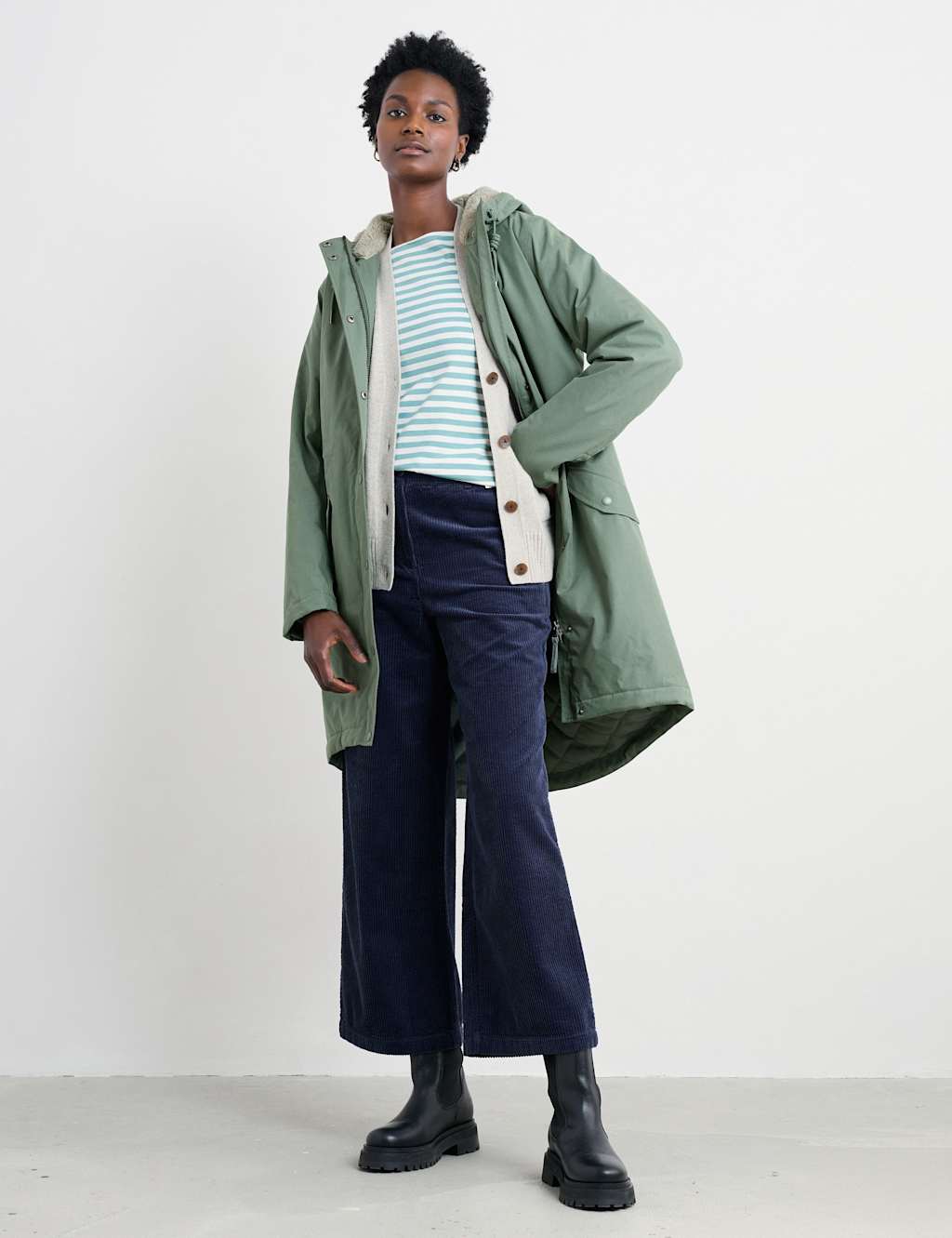 Seasalt Cornwall Women's Cotton Parka Coat - 14REG - Green, Green