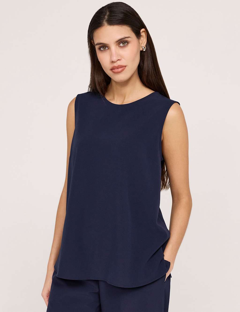 Finery London Women's Round Neck Shell Top - 10 - Navy - Available at M&S