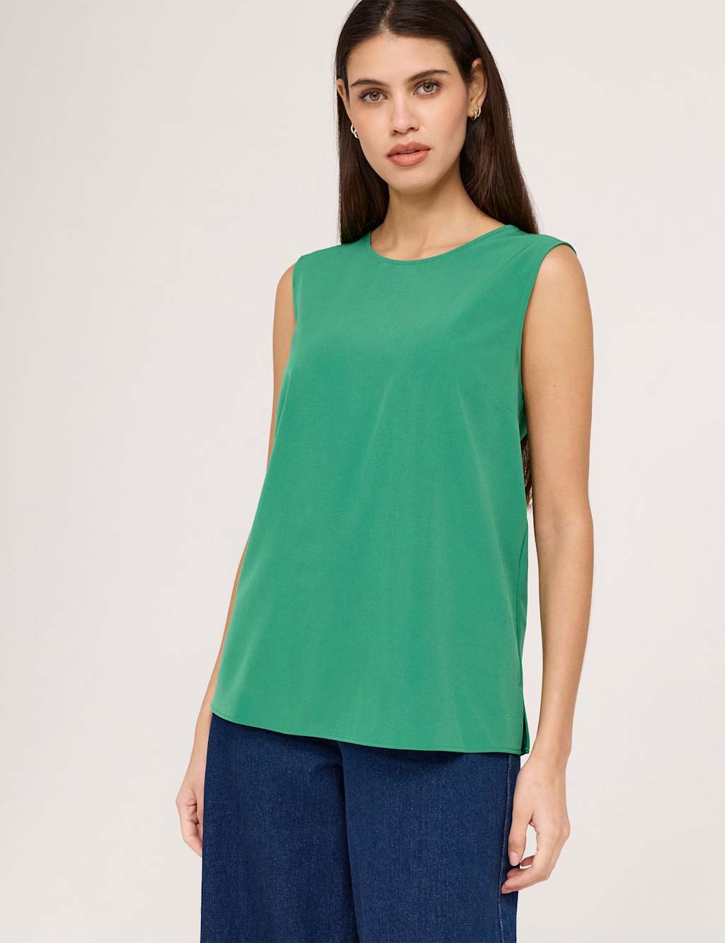 Finery London Women's Round Neck Shell Top - 8 - Green - Available at M&S