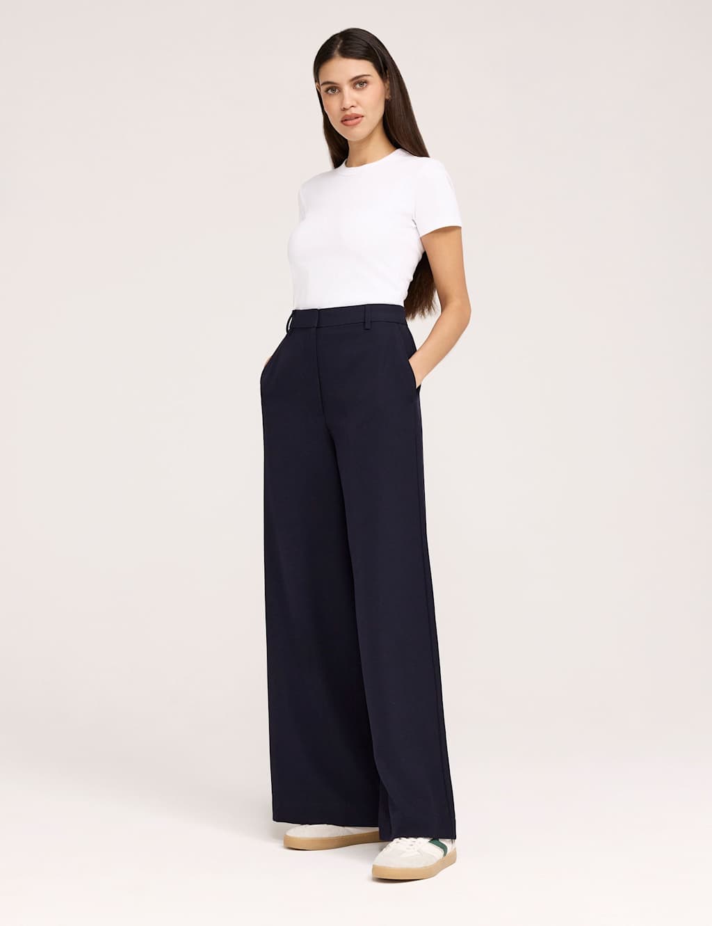 Finery London Women's Twill Wide Leg Trouser - 18 - Navy - Available at M&S