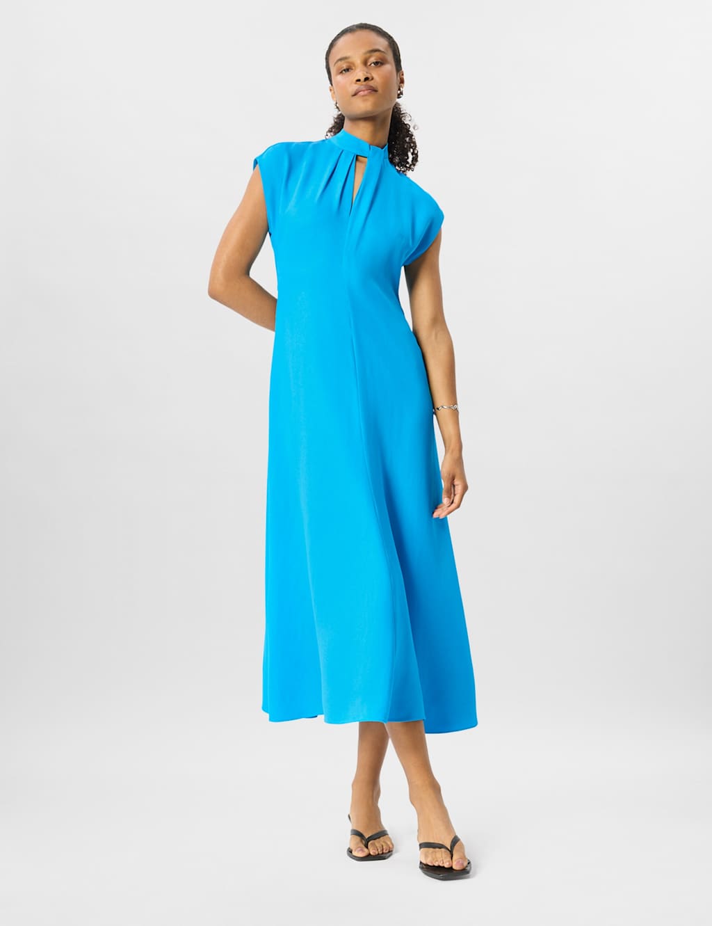 Whistles Women's High Neck Midi Skater Dress - 14 - Blue - Available at M&S