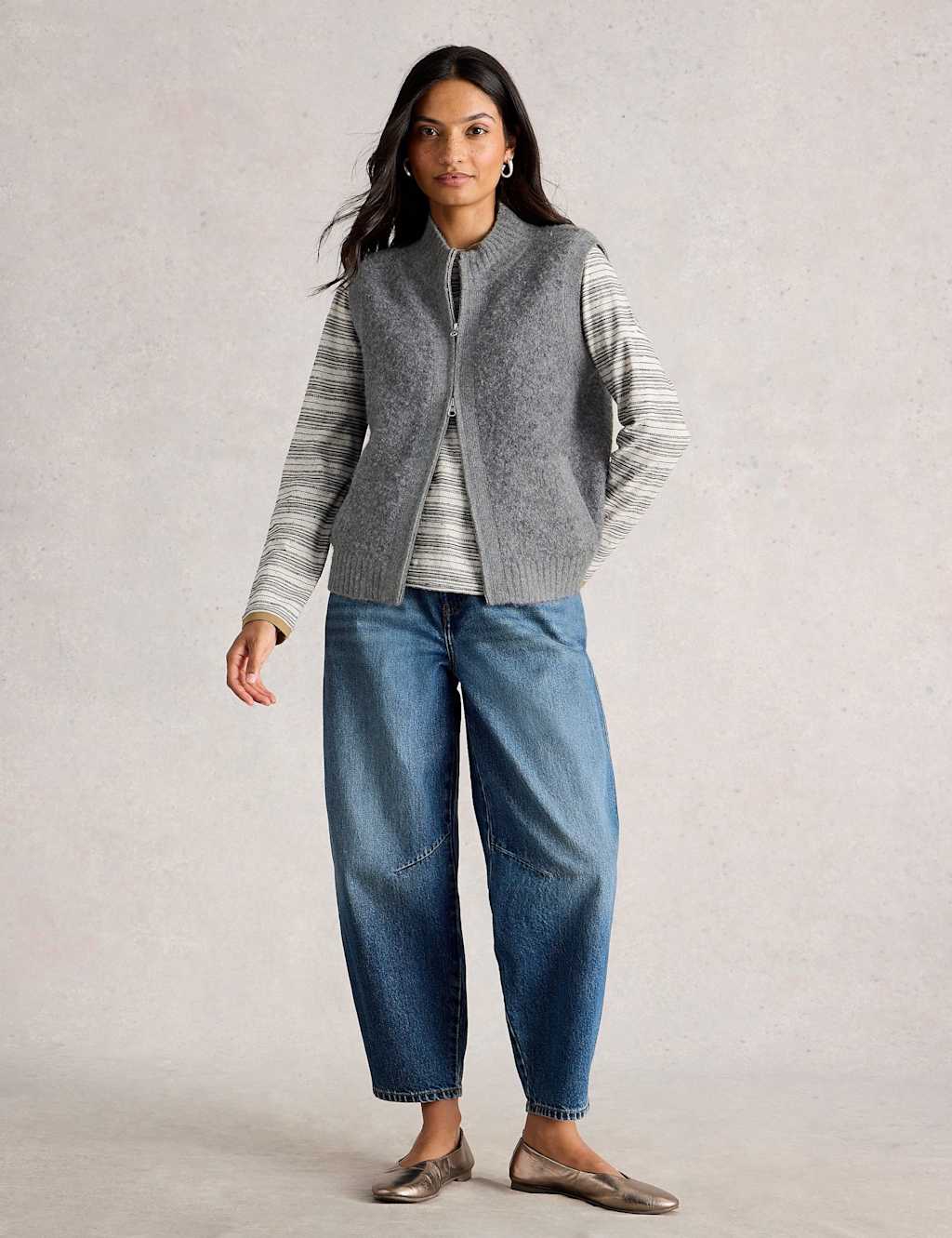 White Stuff Boucle Gilet Grey