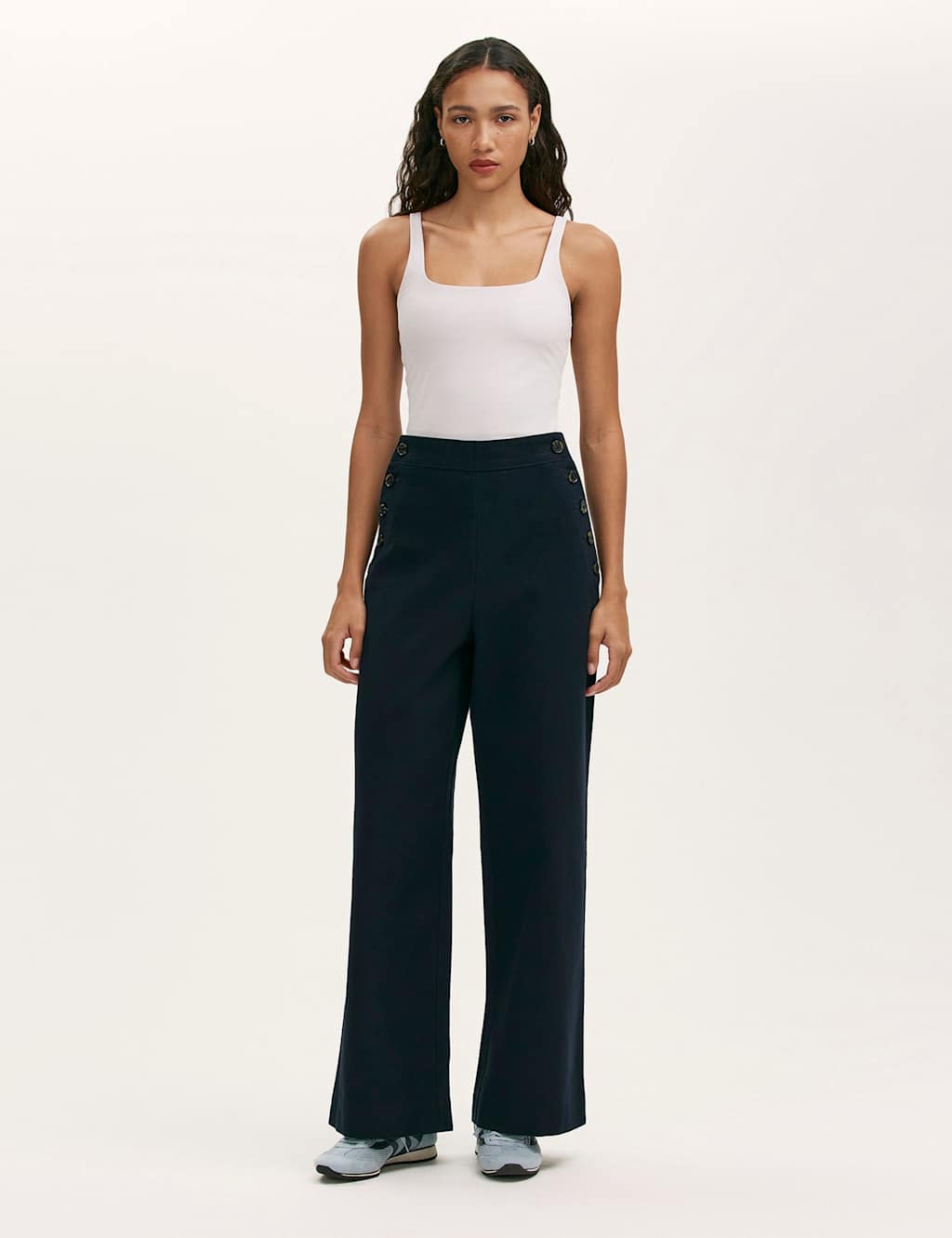 Finery London Women's Pure Cotton Canvas Wide Leg Trousers - 10 - Navy - Available at M&S