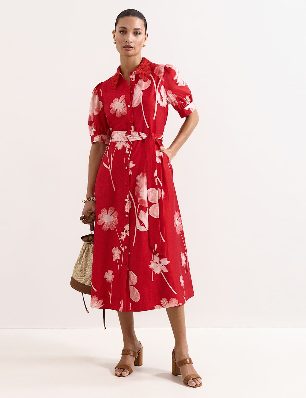Phase Eight Women's Floral Midi Skater Dress - 10 - Red Mix - Available at M&S